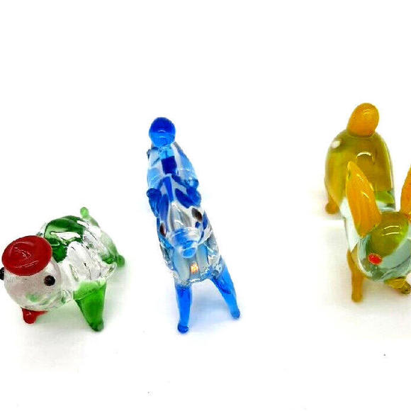 Vintage Lot Of 3 Miniature Art Glass Animals (Horse Rabbit & Turtle) - Picture 4 of 9